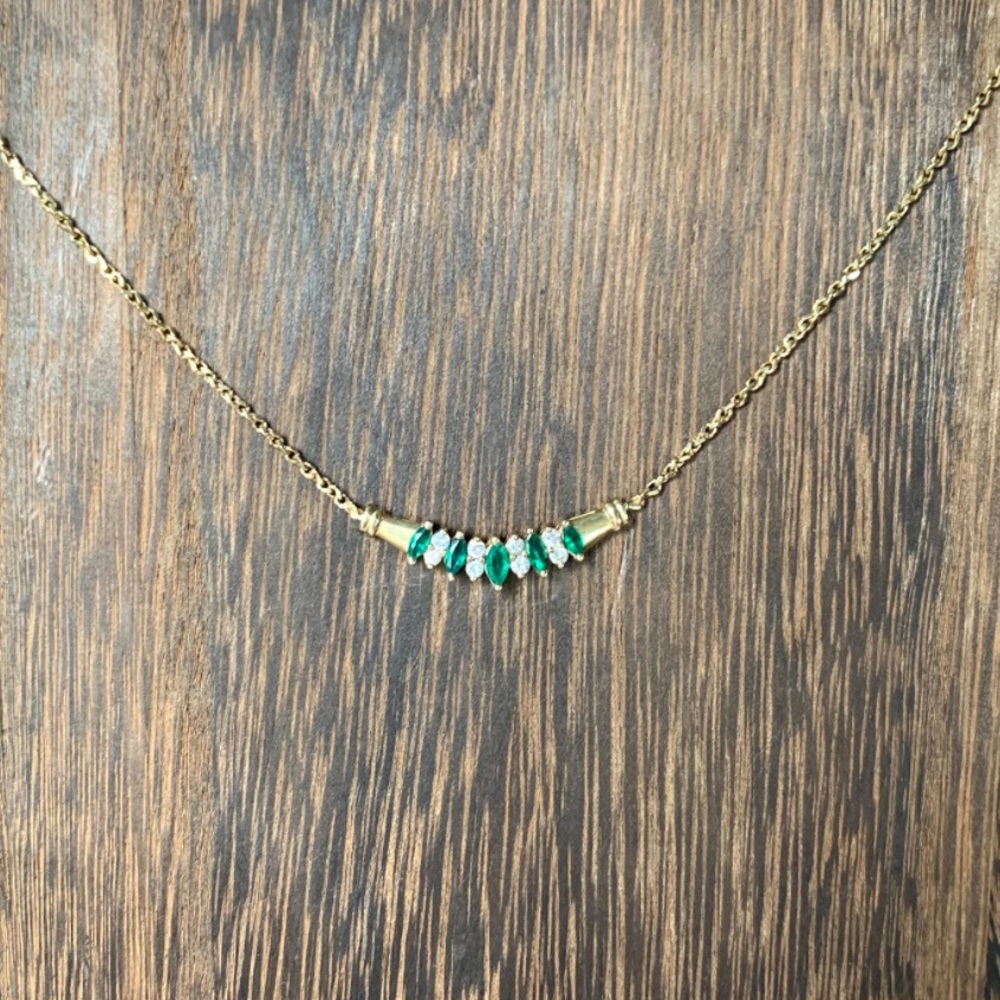 COPY - Zales 14k Gold Emerald & Diamond Collar Necklace